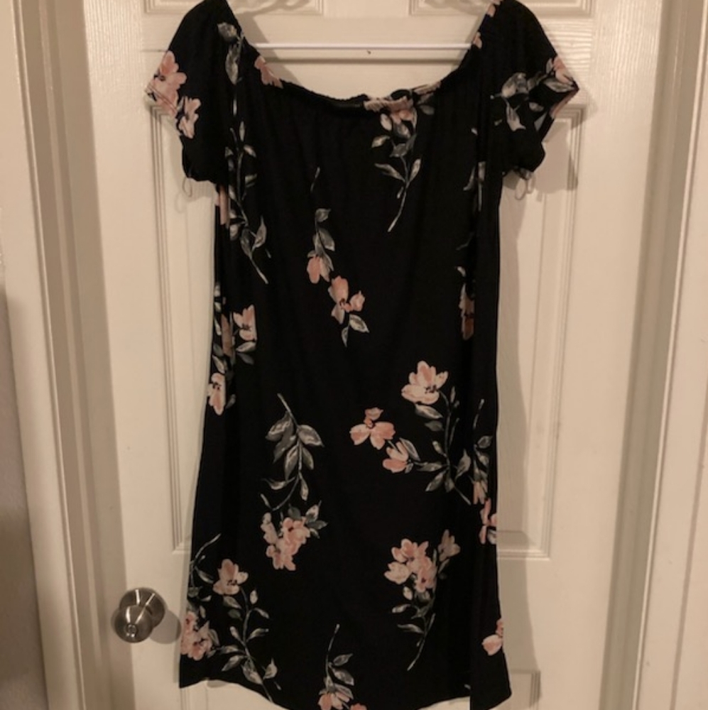 Off the shoulder floral Black dress